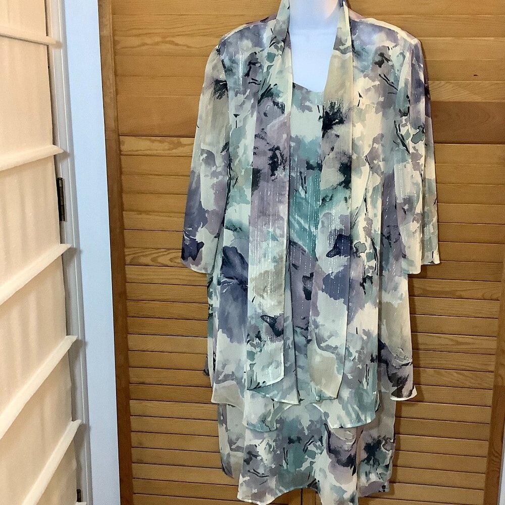 Formal Elegant  Dress/ Tunic Sheer Metallic Lined R & M Collection